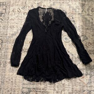 Free People Elegant Black Lace Dress